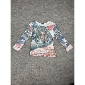 As One USA Patriotic Eagle Graphic Top Large - Rhinestone - Made in USA